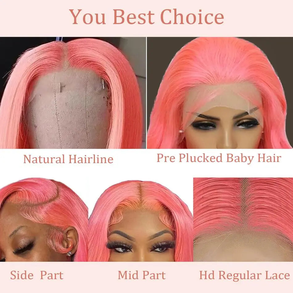 Pink 13x6 Hd Straight Lace Front Wig Human Hair 30 Inch Pink Lace Front Wig Human Hair For Black Women Pre Plucked 200% Density Pink 13x6 Hd Straight Lace Front Wig Human Hair 30 Inch Pink Lace Front Wig Human Hair For Black Women Pre Plucked 200% Density