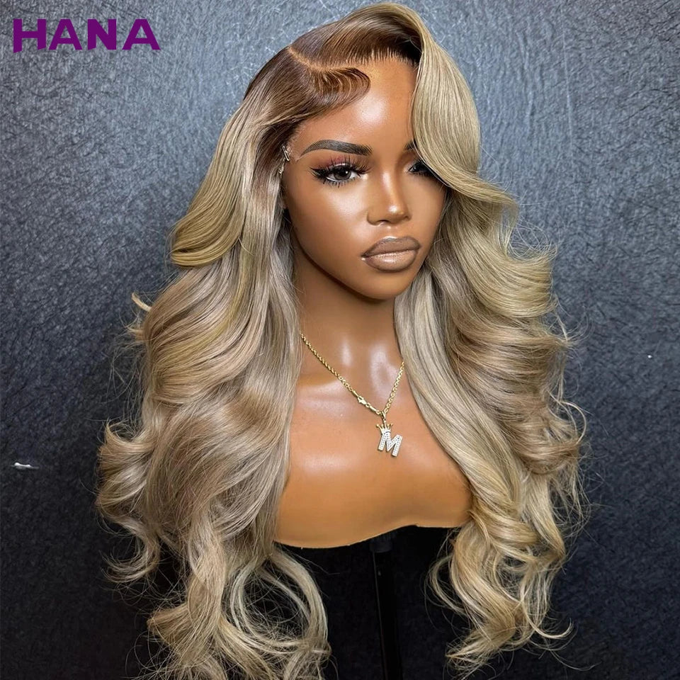 Ombre Blonde With Dark Roots Colored 5X5 Closure Wig For Women Human Hair Body Wave Ombre Ash Blonde 13X6 13X4 Lace Frontal Wig Ombre Blonde With Dark Roots Colored 5X5 Closure Wig For Women Human Hair Body Wave Ombre Ash Blonde 13X6 13X4 Lace Frontal Wig