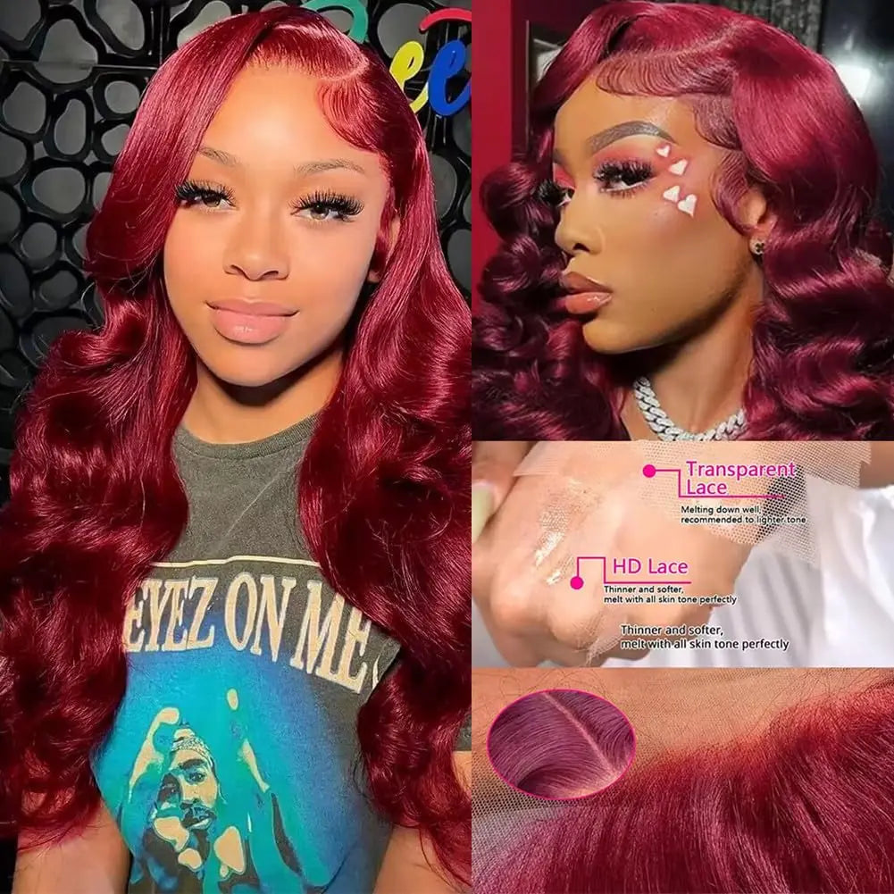 Burgundy 13x6 Hd Lace Frontal Human Hair Wig 220 Density Brazilian 13x4 Lace Front Wig 99j Body Wave Human Hair Wigs For Women Burgundy 13x6 Hd Lace Frontal Human Hair Wig 220 Density Brazilian 13x4 Lace Front Wig 99j Body Wave Human Hair Wigs For Women