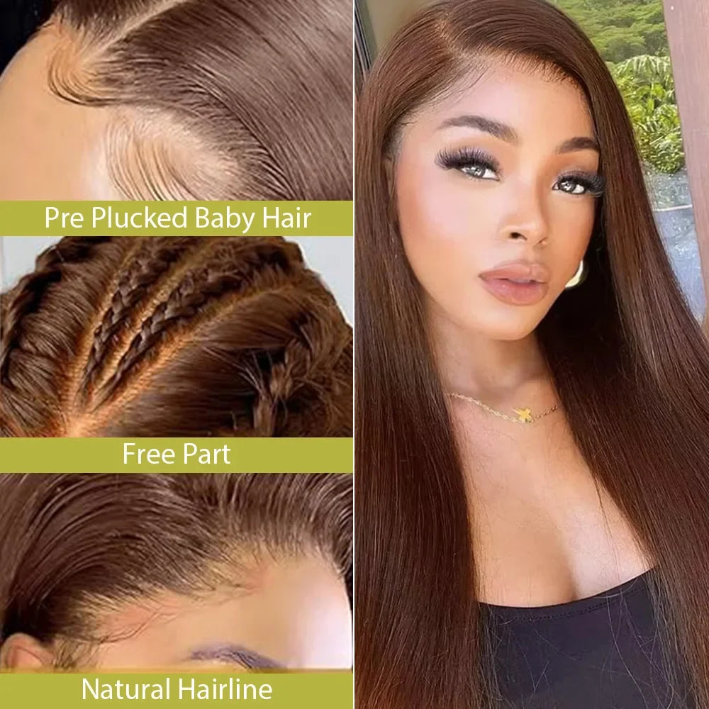 30 36 Inches Chocolate Brown Lace Front Human Hair Wig Pre Plucked Dark Brown Bone Straight 13x4 13x6 HD Lace Frontal Wigs 30 36 Inches Chocolate Brown Lace Front Human Hair Wig Pre Plucked Dark Brown Bone Straight 13x4 13x6 HD Lace Frontal Wigs