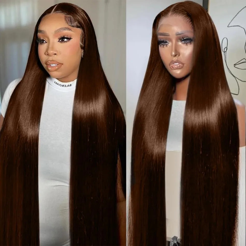 Chocolate Brown 13X6 Straight Human Hair Wigs 13X4 Hd Lace Frontal Wig 250 Density Colored Pre Plucked Brazilian Lace Front Wig Chocolate Brown 13X6 Straight Human Hair Wigs 13X4 Hd Lace Frontal Wig 250 Density Colored Pre Plucked Brazilian Lace Front Wig