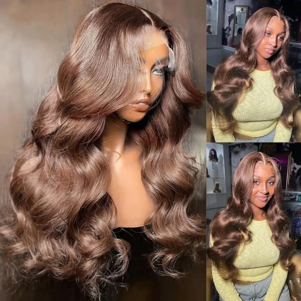 46 Inches Body Wave #4 Chocolate Brown 13x6 HD Lace Frontal Wigs #4 Colored Chocolate Brown Human Hair Wigs For Women hair 46 Inches Body Wave #4 Chocolate Brown 13x6 HD Lace Frontal Wigs #4 Colored Chocolate Brown Human Hair Wigs For Women hair