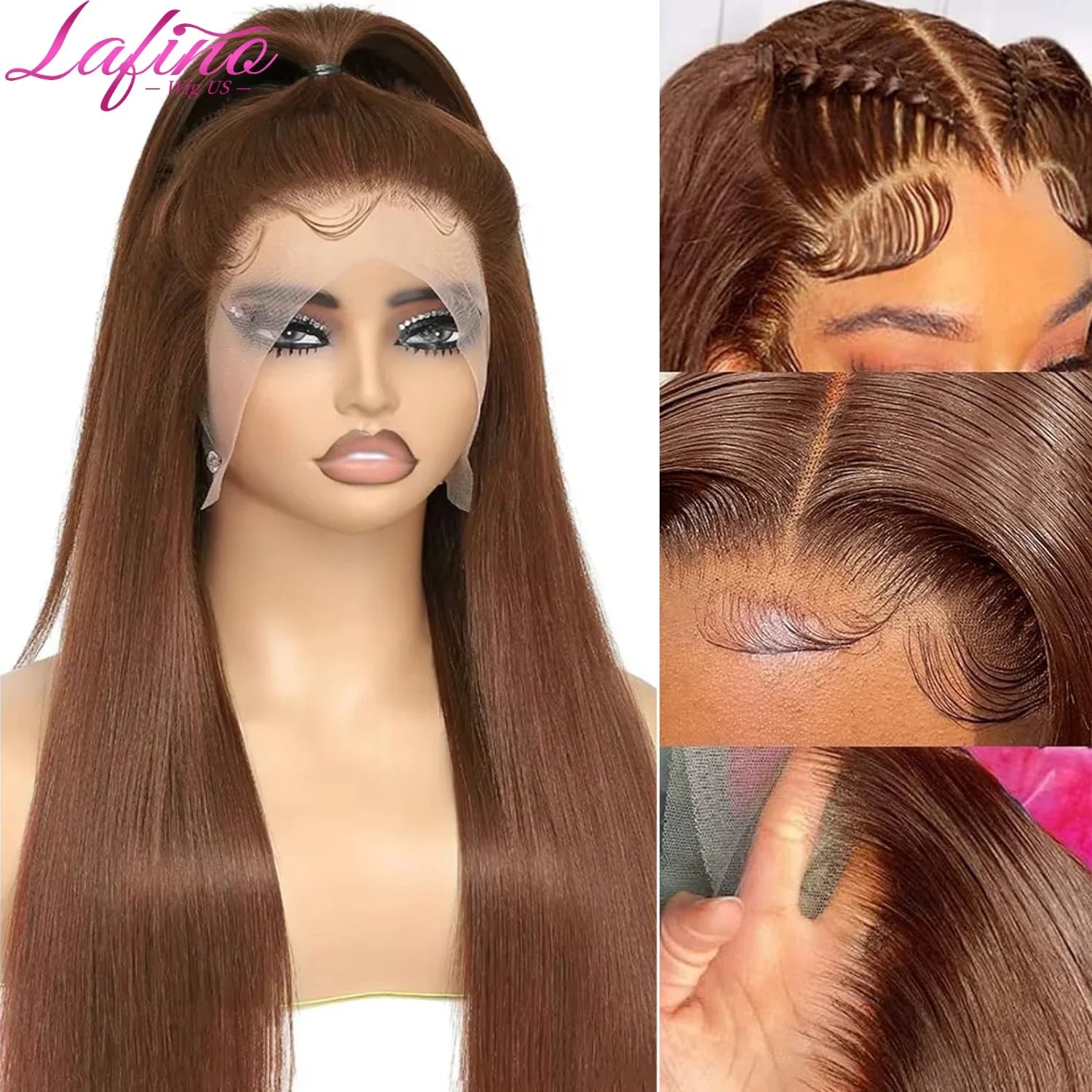 #4 Chocolate Brown Straight Human Hair Wig 13x6 Hd Lace Human Hair Wig 13x4 Lace Front Wig 200% Density Brazilian Hair For Women #4 Chocolate Brown Straight Human Hair Wig 13x6 Hd Lace Human Hair Wig 13x4 Lace Front Wig 200% Density Brazilian Hair For Women