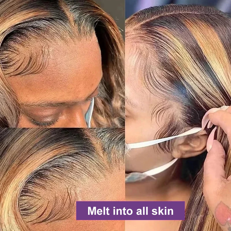 4/27 Highlight 13*4 Body Wave Glueless Closure100% Human Hair Frontal Wigs Ombre Brown Mix Blonde Water Wave Short Bob Wig 4/27 Highlight 13*4 Body Wave Glueless Closure100% Human Hair Frontal Wigs Ombre Brown Mix Blonde Water Wave Short Bob Wig