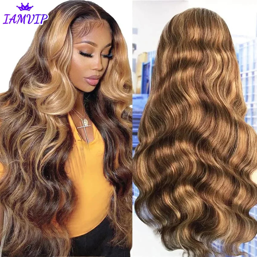 13x4 13x6 Hd Highlight Body Wave Lace Front Wig For Women Remy P4/27 Ombre Human Hair Lace Frontal Human Hair Wigs Choice Glue 13x4 13x6 Hd Highlight Body Wave Lace Front Wig For Women Remy P4/27 Ombre Human Hair Lace Frontal Human Hair Wigs Choice Glue