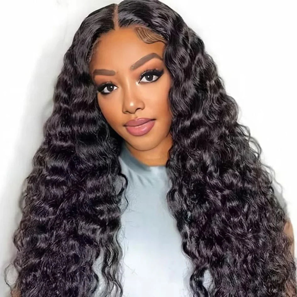 Curly 4x4 5x5 Glueless Lace Front Wig 220 Density Natural Color Deep Wave Pre Cut Brazilian HD Lace wigs Water Wave Human Hair Curly 4x4 5x5 Glueless Lace Front Wig 220 Density Natural Color Deep Wave Pre Cut Brazilian HD Lace wigs Water Wave Human Hair