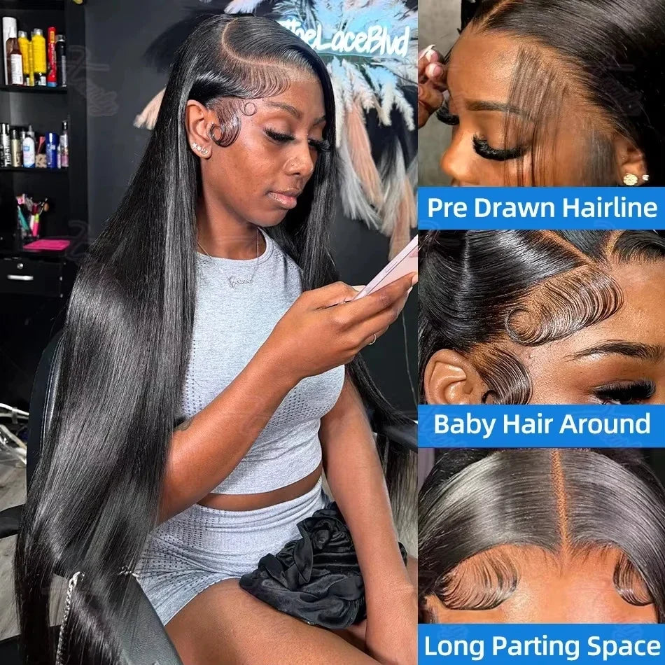 40 Inch Bone Straight Human Hair Wigs 13x4 13X6 HD Lace Front Wigs Human Hair 100% Brazilian Hair For Black Women 220 Density 40 Inch Bone Straight Human Hair Wigs 13x4 13X6 HD Lace Front Wigs Human Hair 100% Brazilian Hair For Black Women 220 Density