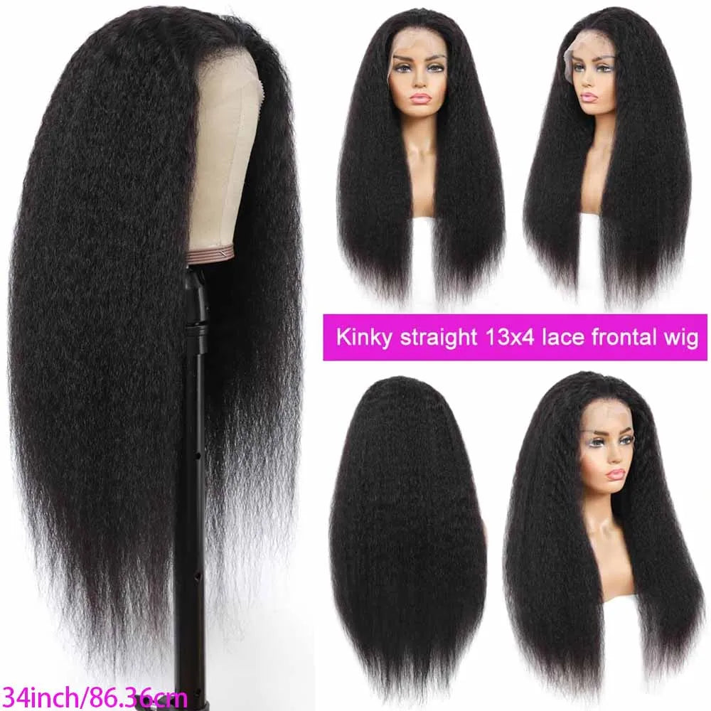 13x4 Kinky Straight Lace Front Human Hair Wig With Kinky Edges Baby Hair Glueless Yaki Straight HD Lace Frontal Wig 250% Denisty 13x4 Kinky Straight Lace Front Human Hair Wig With Kinky Edges Baby Hair Glueless Yaki Straight HD Lace Frontal Wig 250% Denisty
