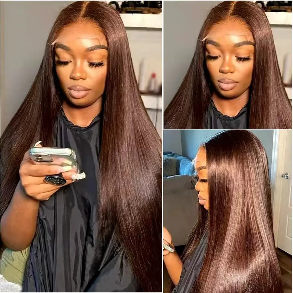 30 36 Inches Chocolate Brown Lace Front Human Hair Wig Pre Plucked Dark Brown Bone Straight 13x4 13x6 HD Lace Frontal Wigs 30 36 Inches Chocolate Brown Lace Front Human Hair Wig Pre Plucked Dark Brown Bone Straight 13x4 13x6 HD Lace Frontal Wigs