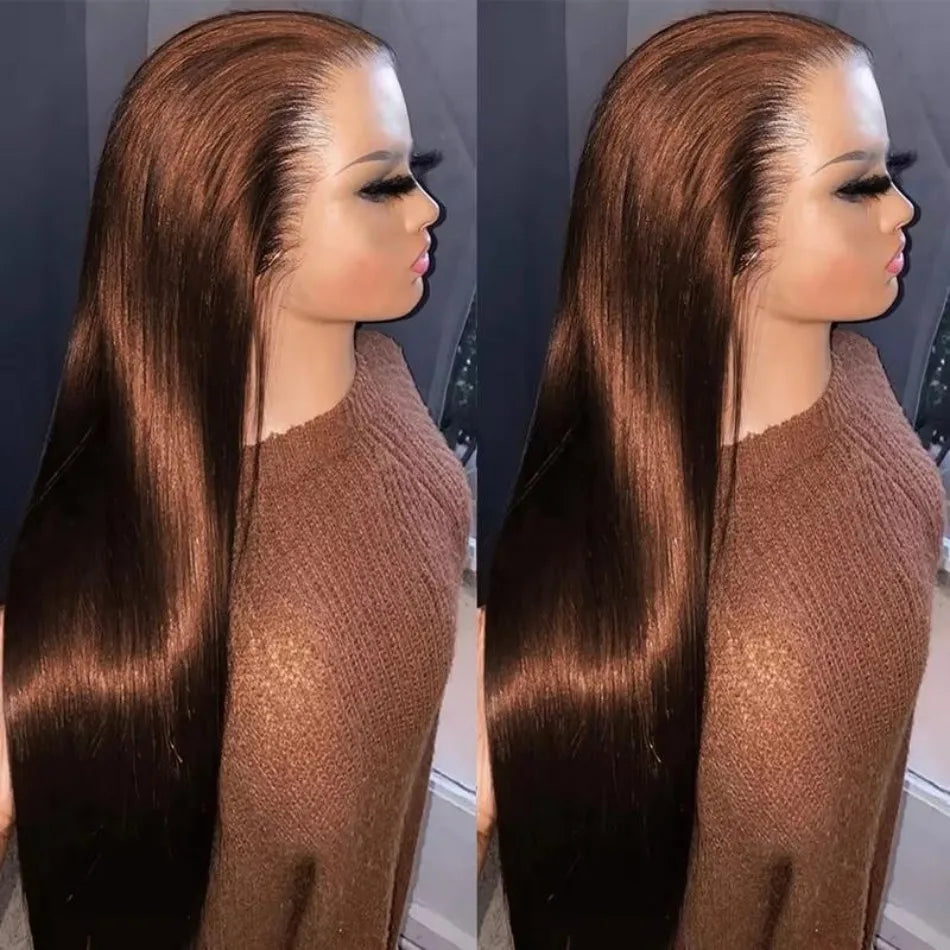 Chocolate Brown 13X6 Straight Human Hair Wigs 13X4 Hd Lace Frontal Wig 250 Density Colored Pre Plucked Brazilian Lace Front Wig Chocolate Brown 13X6 Straight Human Hair Wigs 13X4 Hd Lace Frontal Wig 250 Density Colored Pre Plucked Brazilian Lace Front Wig