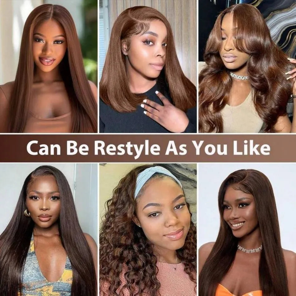 Chocolate Brown 13X6 Straight Human Hair Wigs 13X4 Hd Lace Frontal Wig 250 Density Colored Pre Plucked Brazilian Lace Front Wig Chocolate Brown 13X6 Straight Human Hair Wigs 13X4 Hd Lace Frontal Wig 250 Density Colored Pre Plucked Brazilian Lace Front Wig