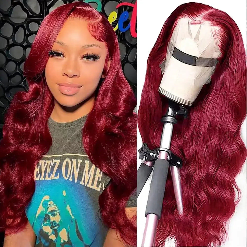 Burgundy 13x6 Hd Lace Frontal Human Hair Wig 220 Density Brazilian 13x4 Lace Front Wig 99j Body Wave Human Hair Wigs For Women Burgundy 13x6 Hd Lace Frontal Human Hair Wig 220 Density Brazilian 13x4 Lace Front Wig 99j Body Wave Human Hair Wigs For Women