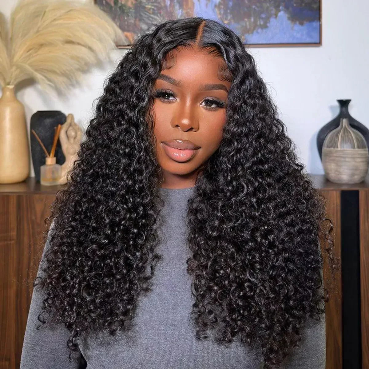 Curly 4x4 5x5 Glueless Lace Front Wig 220 Density Natural Color Deep Wave Pre Cut Brazilian HD Lace wigs Water Wave Human Hair Curly 4x4 5x5 Glueless Lace Front Wig 220 Density Natural Color Deep Wave Pre Cut Brazilian HD Lace wigs Water Wave Human Hair