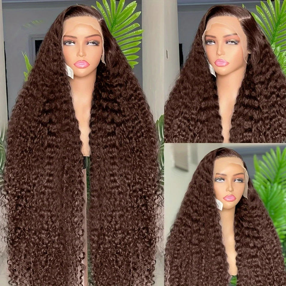 Chocolate Brown Curly Wave 13x6 Hd Lace Human Hair Wig 30 38 Inch Water Wave Human Hair Wig 13x4 Frontal Wig Hd Lace #4 Colour Chocolate Brown Curly Wave 13x6 Hd Lace Human Hair Wig 30 38 Inch Water Wave Human Hair Wig 13x4 Frontal Wig Hd Lace #4 Colour