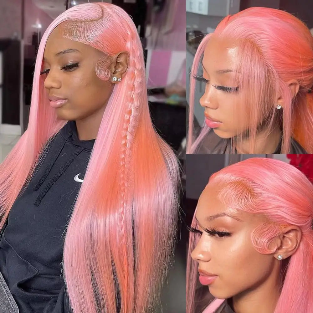Pink 13x6 Hd Straight Lace Front Wig Human Hair 30 Inch Pink Lace Front Wig Human Hair For Black Women Pre Plucked 200% Density Pink 13x6 Hd Straight Lace Front Wig Human Hair 30 Inch Pink Lace Front Wig Human Hair For Black Women Pre Plucked 200% Density