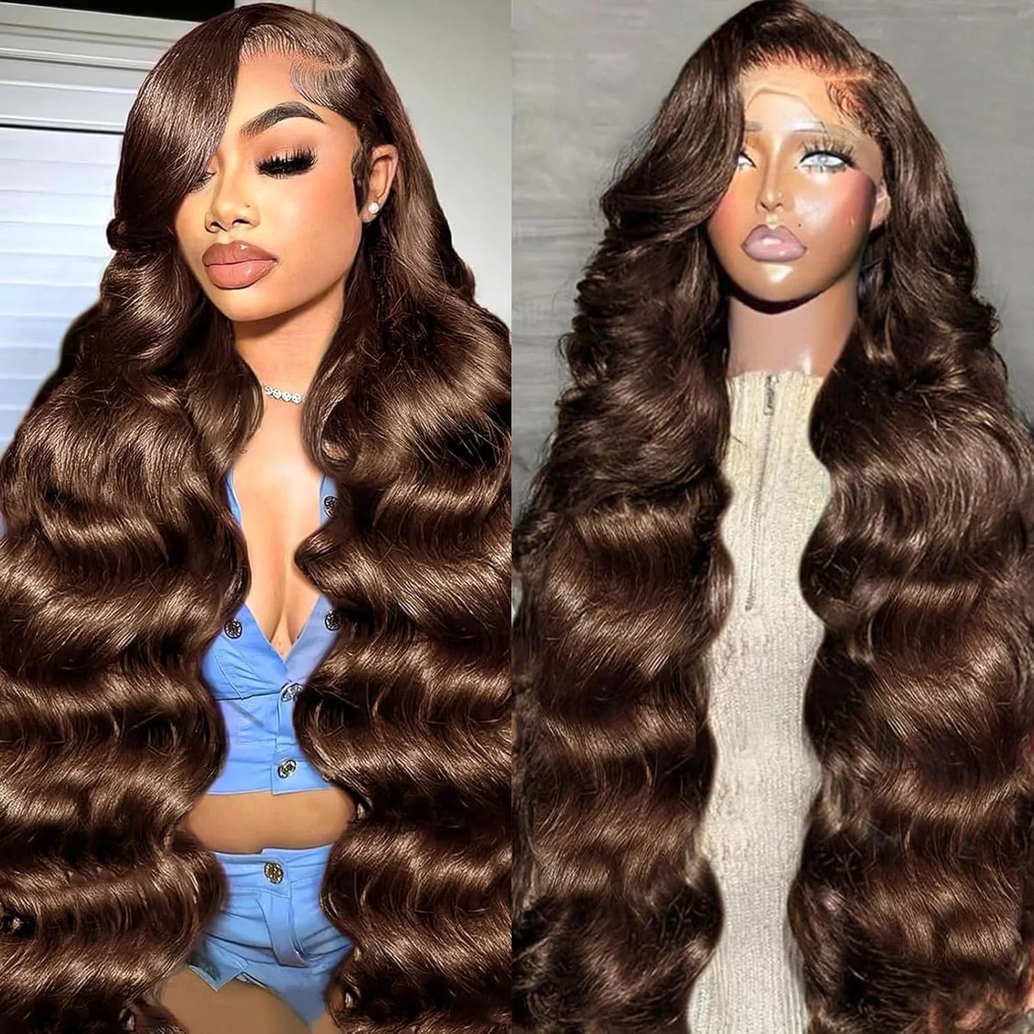 46 Inches Body Wave #4 Chocolate Brown 13x6 HD Lace Frontal Wigs #4 Colored Chocolate Brown Human Hair Wigs For Women hair 46 Inches Body Wave #4 Chocolate Brown 13x6 HD Lace Frontal Wigs #4 Colored Chocolate Brown Human Hair Wigs For Women hair