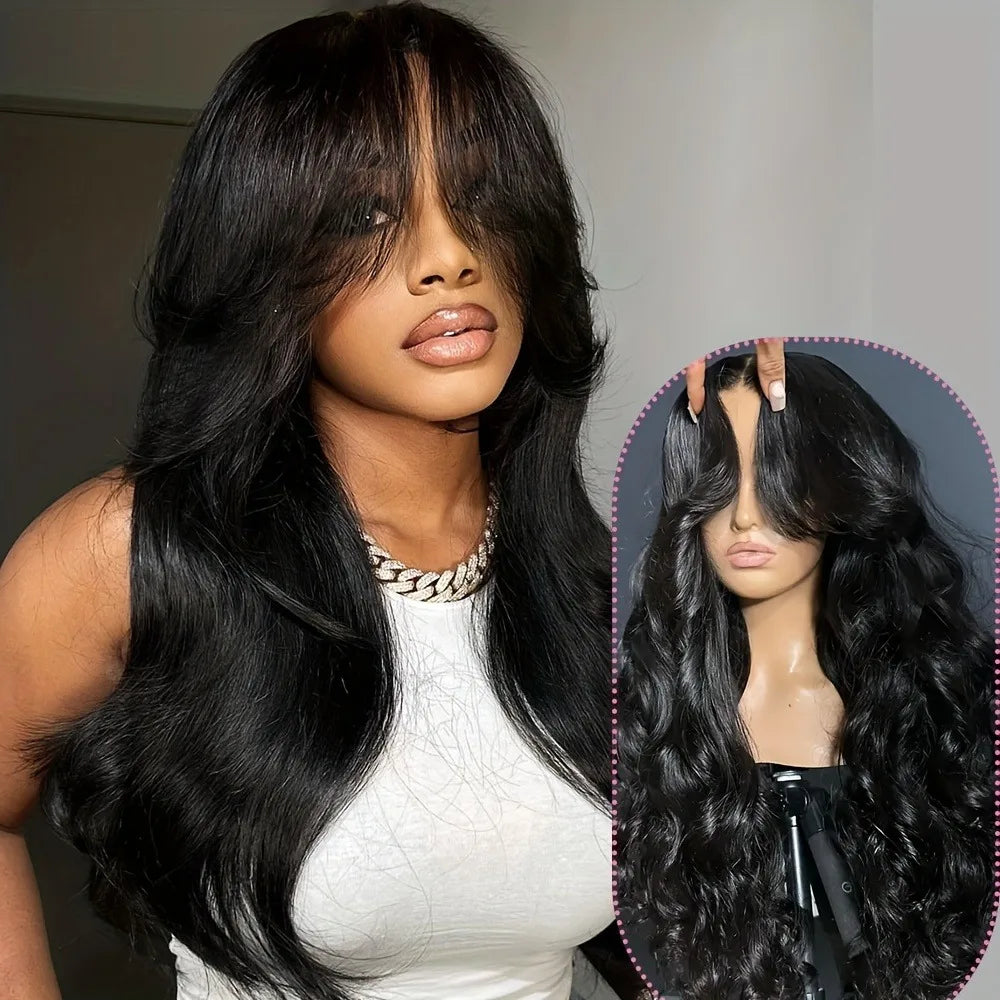 250% Density Glueless Human Hair Lace Front Wig - 13x4 Pre Plucked & Pre Cut 3D Dome Cap with Bleached Knots, Natural Black Body 250% Density Glueless Human Hair Lace Front Wig - 13x4 Pre Plucked & Pre Cut 3D Dome Cap with Bleached Knots, Natural Black Body