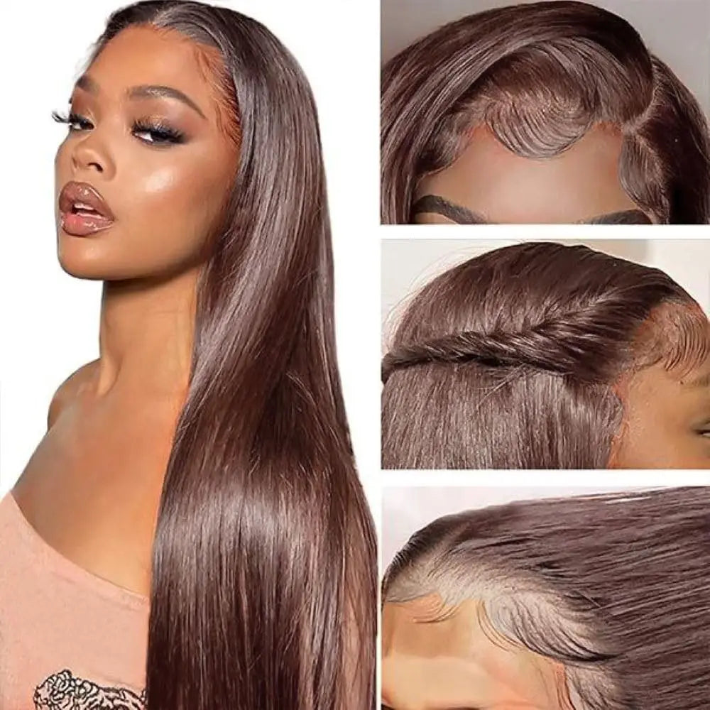 #4 Chocolate Brown Straight Human Hair Wig 13x6 Hd Lace Human Hair Wig 13x4 Lace Front Wig 200% Density Brazilian Hair For Women #4 Chocolate Brown Straight Human Hair Wig 13x6 Hd Lace Human Hair Wig 13x4 Lace Front Wig 200% Density Brazilian Hair For Women