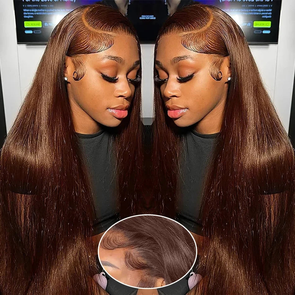 13x6 Straight Chocolate Brown Hd Lace Front Wig Human Hair Chocolate Brown 220 Density Human Hair Frontal Lace Wigs For Women 13x6 Straight Chocolate Brown Hd Lace Front Wig Human Hair Chocolate Brown 220 Density Human Hair Frontal Lace Wigs For Women