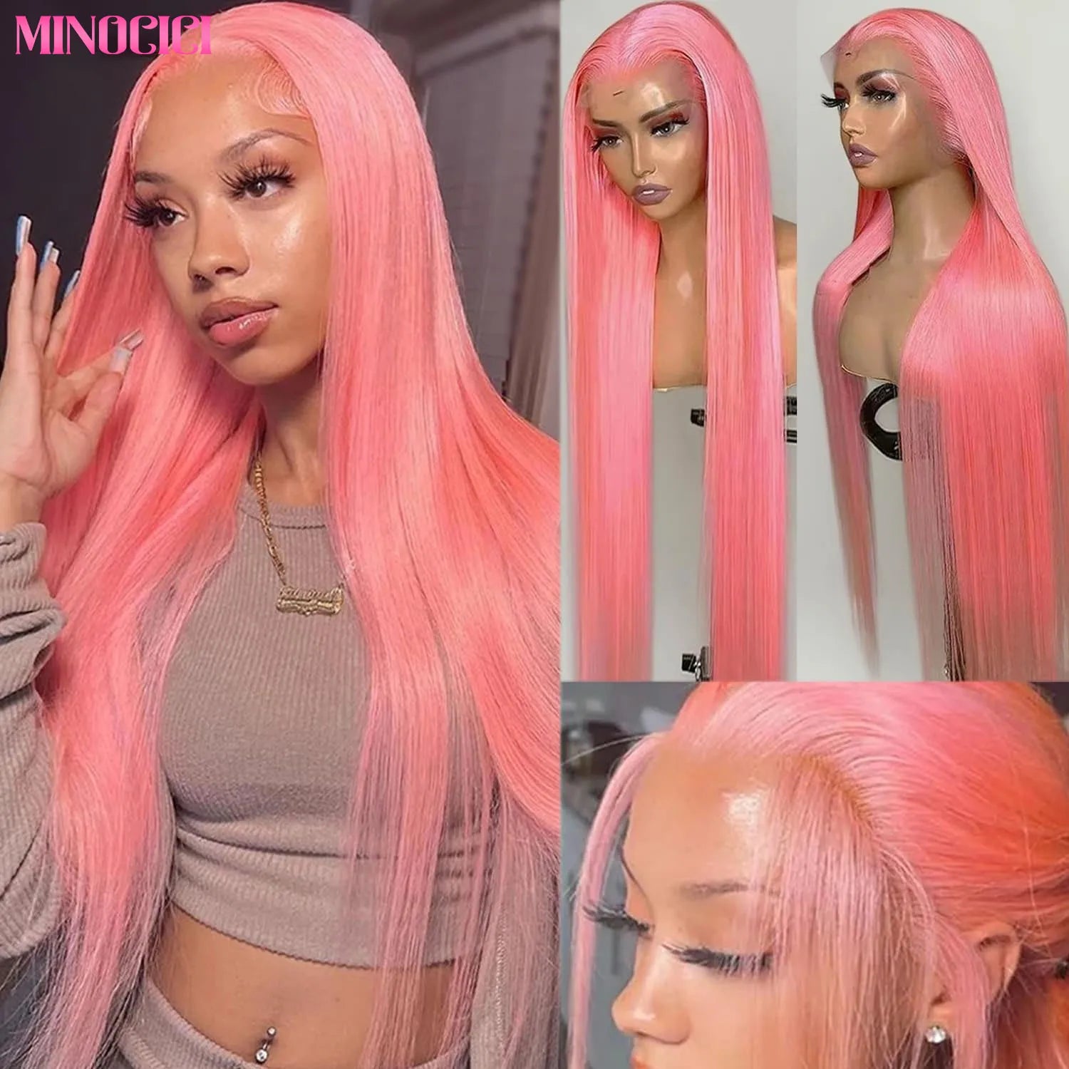 Pink 13x6 Hd Straight Lace Front Wig Human Hair 30 Inch Pink Lace Front Wig Human Hair For Black Women Pre Plucked 200% Density Pink 13x6 Hd Straight Lace Front Wig Human Hair 30 Inch Pink Lace Front Wig Human Hair For Black Women Pre Plucked 200% Density