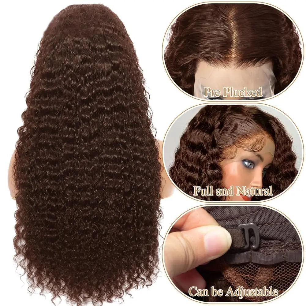 Chocolate Brown HD Lace Front Wigs Human Hair 200% Density Curly Lace Front Wigs Human Hair Deep Wave Wigs Human Hair For Women Chocolate Brown HD Lace Front Wigs Human Hair 200% Density Curly Lace Front Wigs Human Hair Deep Wave Wigs Human Hair For Women