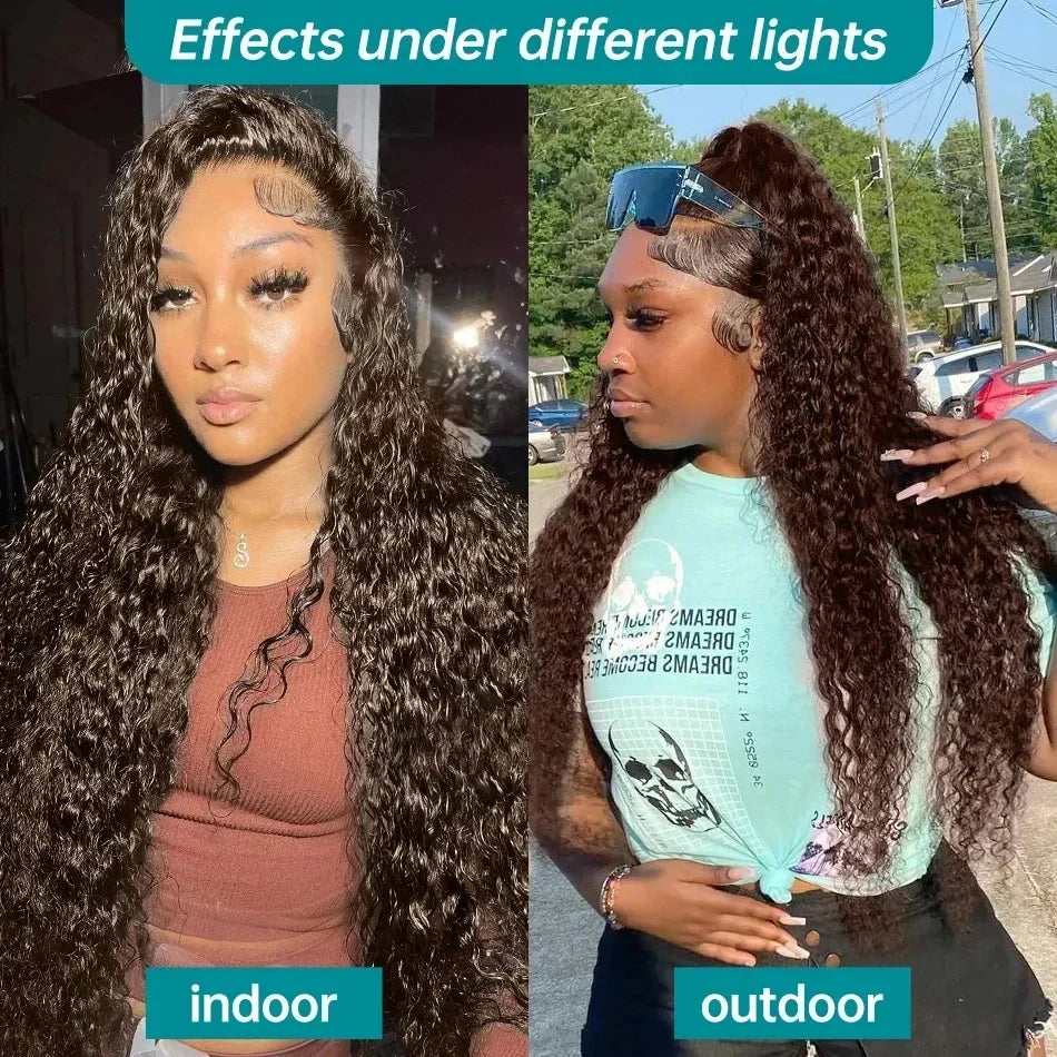 Chocolate Brown Human Hair Wig Colored Curly Human Hair Wig 30 32 Inch 13x4 Deep Wave Lace Front Wig 13x6 HD Lace Frontal Wig Chocolate Brown Human Hair Wig Colored Curly Human Hair Wig 30 32 Inch 13x4 Deep Wave Lace Front Wig 13x6 HD Lace Frontal Wig