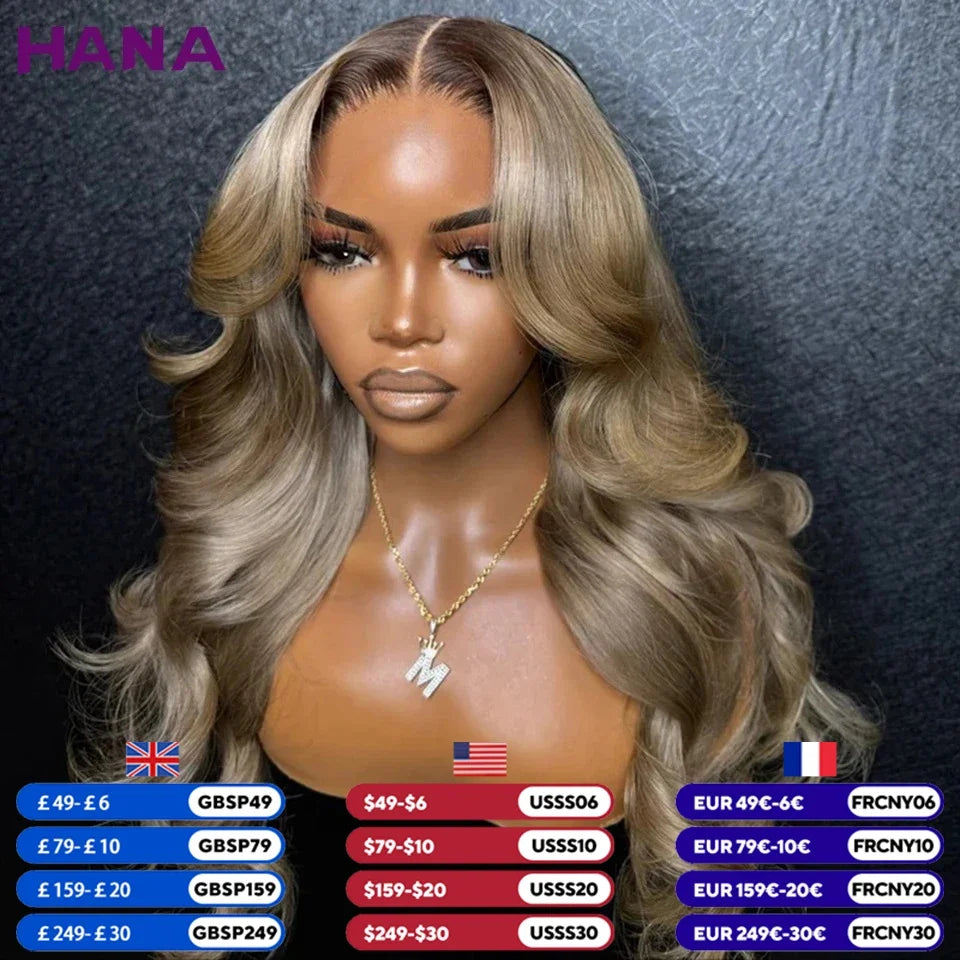 Ombre Blonde With Dark Roots Colored 5X5 Closure Wig For Women Human Hair Body Wave Ombre Ash Blonde 13X6 13X4 Lace Frontal Wig Ombre Blonde With Dark Roots Colored 5X5 Closure Wig For Women Human Hair Body Wave Ombre Ash Blonde 13X6 13X4 Lace Frontal Wig