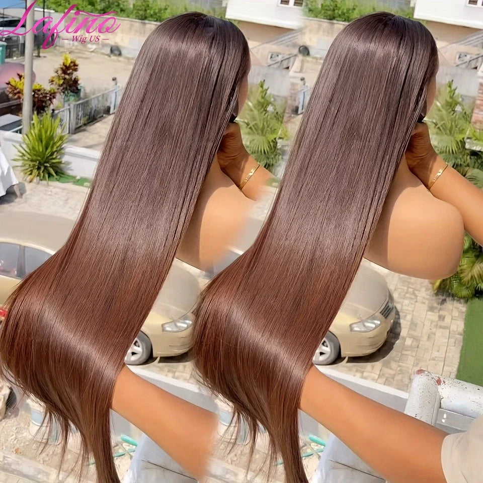 #4 Chocolate Brown Straight Human Hair Wig 13x6 Hd Lace Human Hair Wig 13x4 Lace Front Wig 200% Density Brazilian Hair For Women #4 Chocolate Brown Straight Human Hair Wig 13x6 Hd Lace Human Hair Wig 13x4 Lace Front Wig 200% Density Brazilian Hair For Women