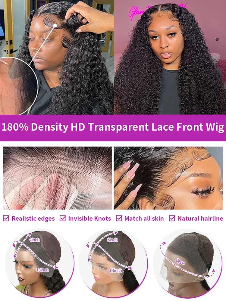 40 50 Inch Deep Wave Frontal Wig 13x4 13x6 360 HD Lace Frontal Wigs 300 Density Water Curly Human Hair Lace Front Wigs For Women 40 50 Inch Deep Wave Frontal Wig 13x4 13x6 360 HD Lace Frontal Wigs 300 Density Water Curly Human Hair Lace Front Wigs For Women