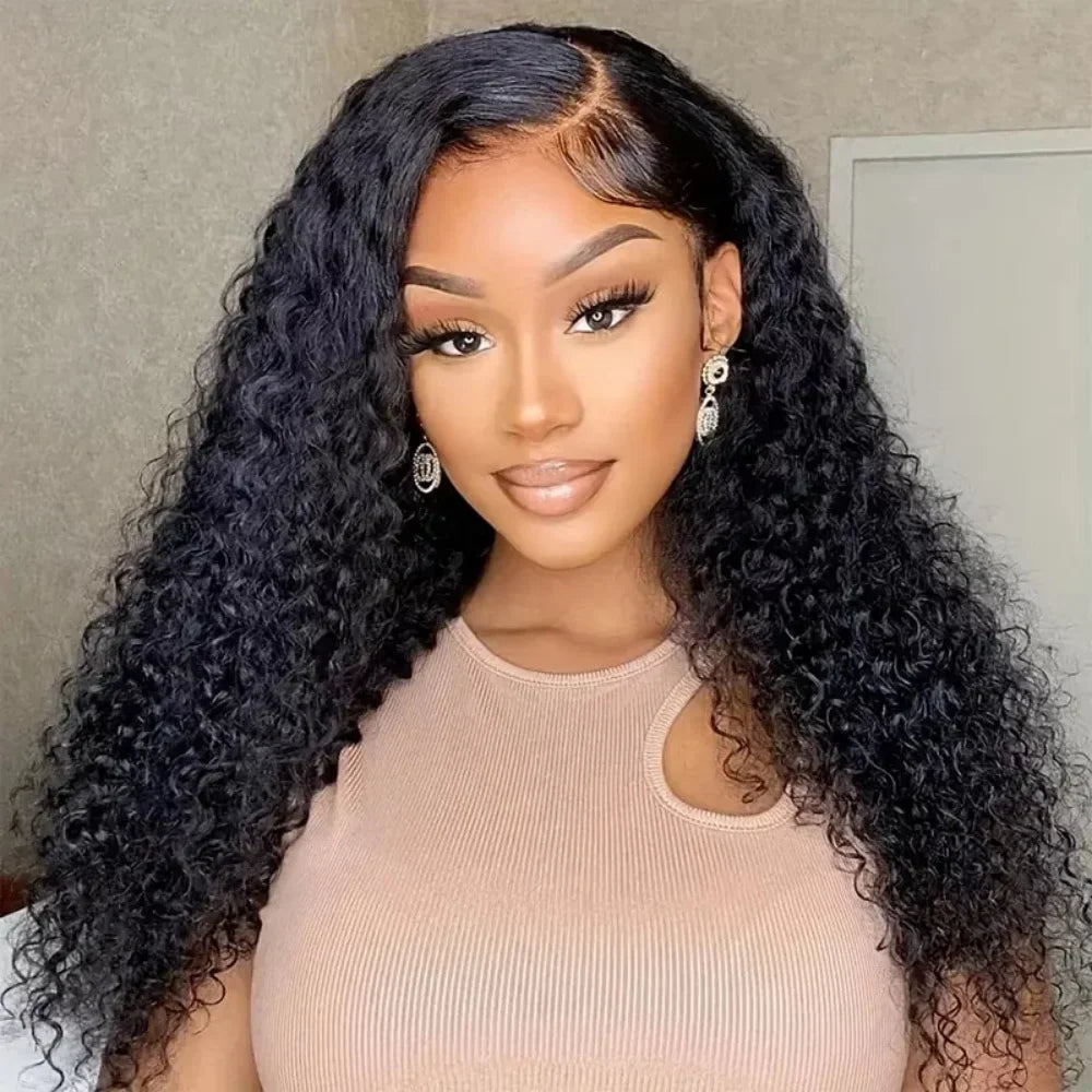 Curly 4x4 5x5 Glueless Lace Front Wig 220 Density Natural Color Deep Wave Pre Cut Brazilian HD Lace wigs Water Wave Human Hair Curly 4x4 5x5 Glueless Lace Front Wig 220 Density Natural Color Deep Wave Pre Cut Brazilian HD Lace wigs Water Wave Human Hair