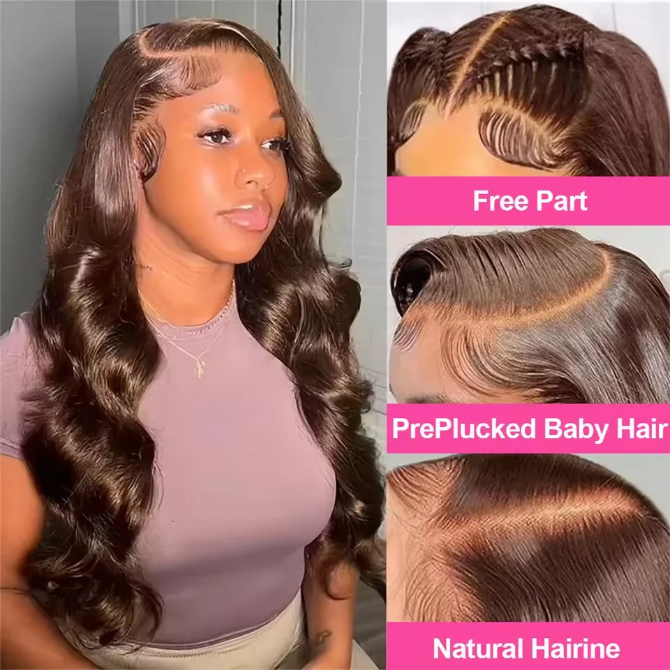 46 Inches Body Wave #4 Chocolate Brown 13x6 HD Lace Frontal Wigs #4 Colored Chocolate Brown Human Hair Wigs For Women hair 46 Inches Body Wave #4 Chocolate Brown 13x6 HD Lace Frontal Wigs #4 Colored Chocolate Brown Human Hair Wigs For Women hair