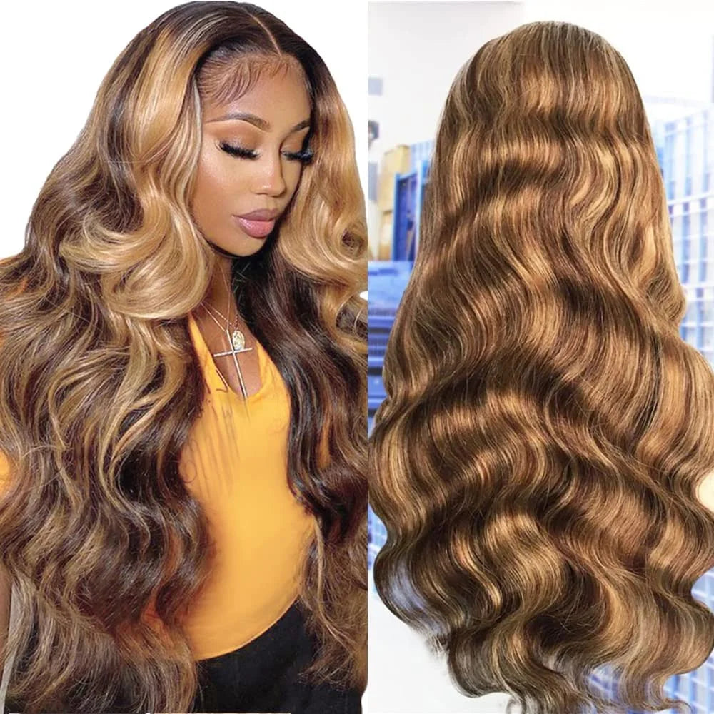 13x4 13x6 Hd Highlight Body Wave Lace Front Wig For Women Remy P4/27 Ombre Human Hair Lace Frontal Human Hair Wigs Choice Glue 13x4 13x6 Hd Highlight Body Wave Lace Front Wig For Women Remy P4/27 Ombre Human Hair Lace Frontal Human Hair Wigs Choice Glue