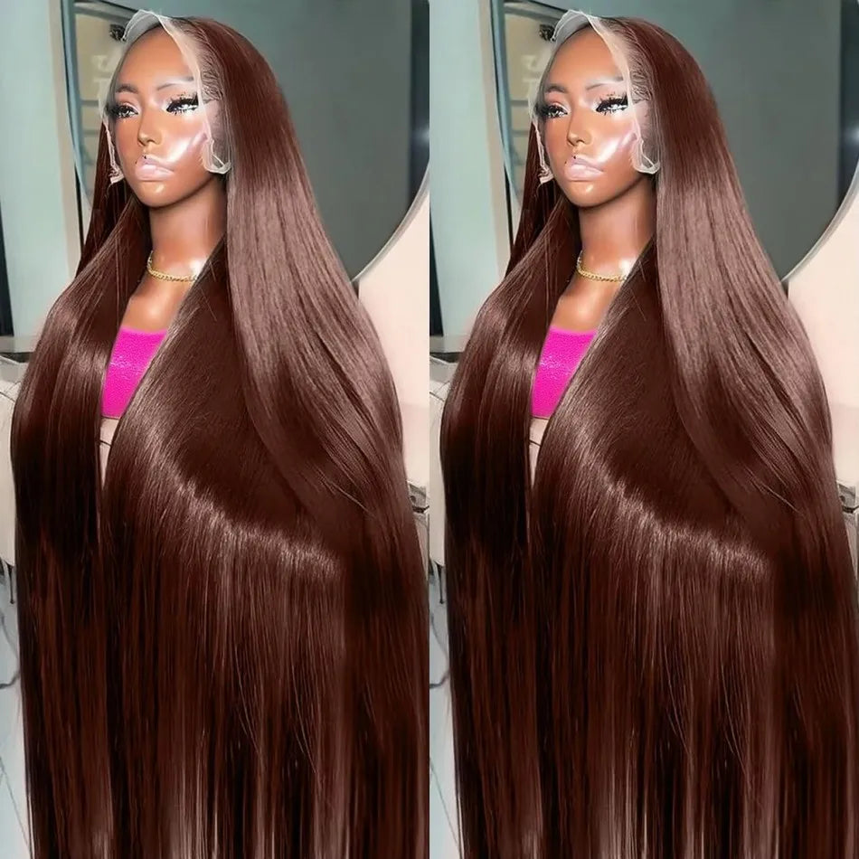 Chocolate Brown 13X6 Straight Human Hair Wigs 13X4 Hd Lace Frontal Wig 250 Density Colored Pre Plucked Brazilian Lace Front Wig Chocolate Brown 13X6 Straight Human Hair Wigs 13X4 Hd Lace Frontal Wig 250 Density Colored Pre Plucked Brazilian Lace Front Wig