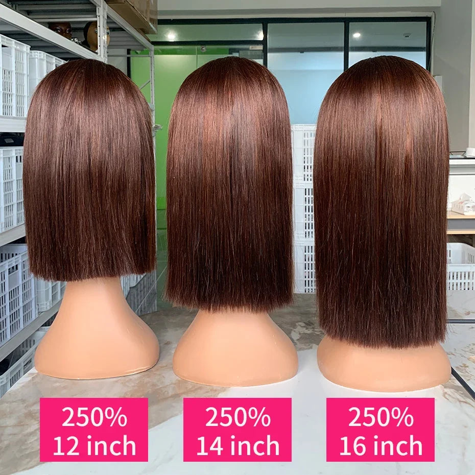 #2 Brown Chocolate Color 250 Density Lace Frontal Wig Human Hair Raw Vietnamese Double Drawn 13x4 Bob Lace Front Human Hair Wigs #2 Brown Chocolate Color 250 Density Lace Frontal Wig Human Hair Raw Vietnamese Double Drawn 13x4 Bob Lace Front Human Hair Wigs