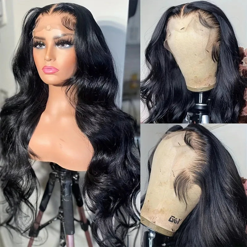 250% Density Glueless Human Hair Lace Front Wig - 13x4 Pre Plucked & Pre Cut 3D Dome Cap with Bleached Knots, Natural Black Body 250% Density Glueless Human Hair Lace Front Wig - 13x4 Pre Plucked & Pre Cut 3D Dome Cap with Bleached Knots, Natural Black Body