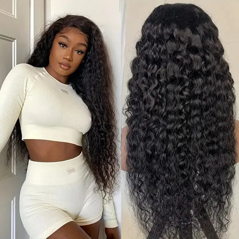Curly 4x4 5x5 Glueless Lace Front Wig 220 Density Natural Color Deep Wave Pre Cut Brazilian HD Lace wigs Water Wave Human Hair Curly 4x4 5x5 Glueless Lace Front Wig 220 Density Natural Color Deep Wave Pre Cut Brazilian HD Lace wigs Water Wave Human Hair