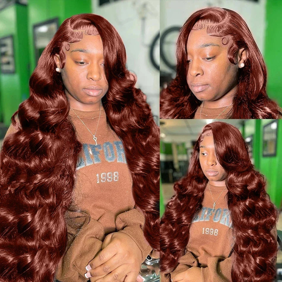 Reddish Brown 13x6 Lace Frontal Wig Brazilian Colored 13x4 Body Wave Human Hair Wigs Hd Transparent 4x4 5x5 Closure Wig 40 Inch Reddish Brown 13x6 Lace Frontal Wig Brazilian Colored 13x4 Body Wave Human Hair Wigs Hd Transparent 4x4 5x5 Closure Wig 40 Inch