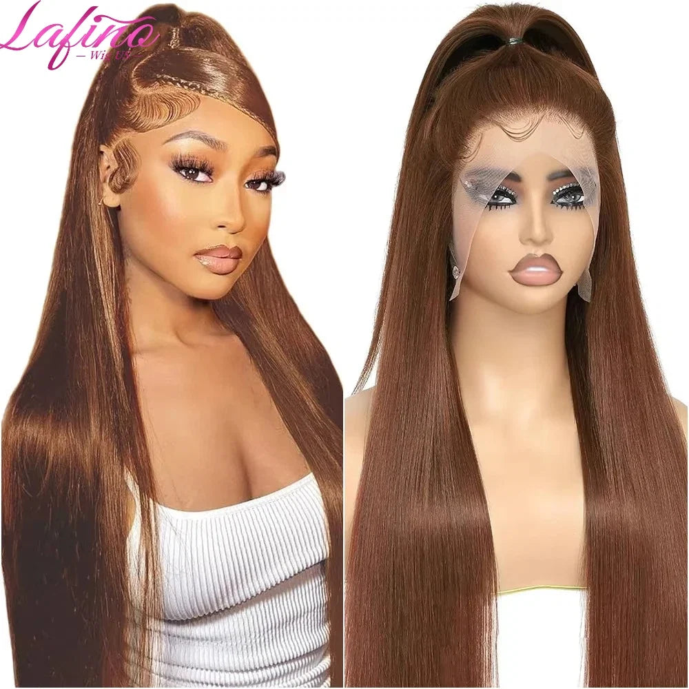 #4 Chocolate Brown Straight Human Hair Wig 13x6 Hd Lace Human Hair Wig 13x4 Lace Front Wig 200% Density Brazilian Hair For Women #4 Chocolate Brown Straight Human Hair Wig 13x6 Hd Lace Human Hair Wig 13x4 Lace Front Wig 200% Density Brazilian Hair For Women