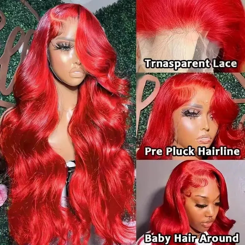 Hot Red 13x6 Hd Lace Frontal Human Hair Wigs Brazilian Colored Body Wave Lace Front Wig 13x4 4x4 5x5 Closure Wig For Women Hot Red 13x6 Hd Lace Frontal Human Hair Wigs Brazilian Colored Body Wave Lace Front Wig 13x4 4x4 5x5 Closure Wig For Women