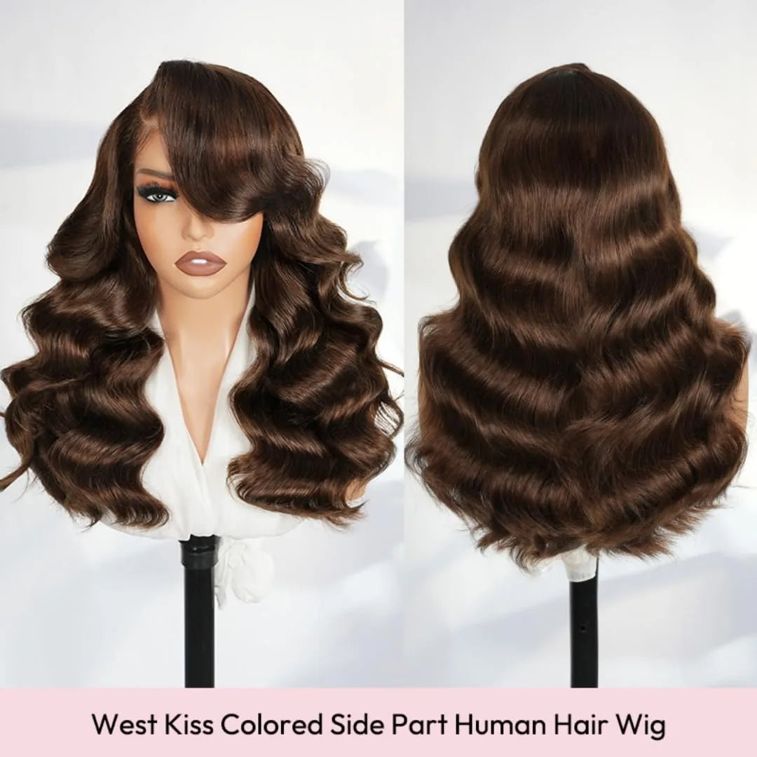 200 Density Chocolate Brown Human Hair Wig Body 13x4 Closure Transparent Lace Wig Layered Side Part Human Hair Pre Plucked Pre 200 Density Chocolate Brown Human Hair Wig Body 13x4 Closure Transparent Lace Wig Layered Side Part Human Hair Pre Plucked Pre