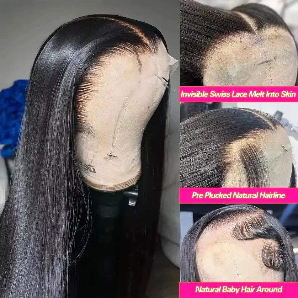 30 40 Inch 13x4 HD Transparent Bone Straight Lace Front Wig 200 Density Brazilian 13x6 Lace Frontal Wigs Human Hair For Women 30 40 Inch 13x4 HD Transparent Bone Straight Lace Front Wig 200 Density Brazilian 13x6 Lace Frontal Wigs Human Hair For Women