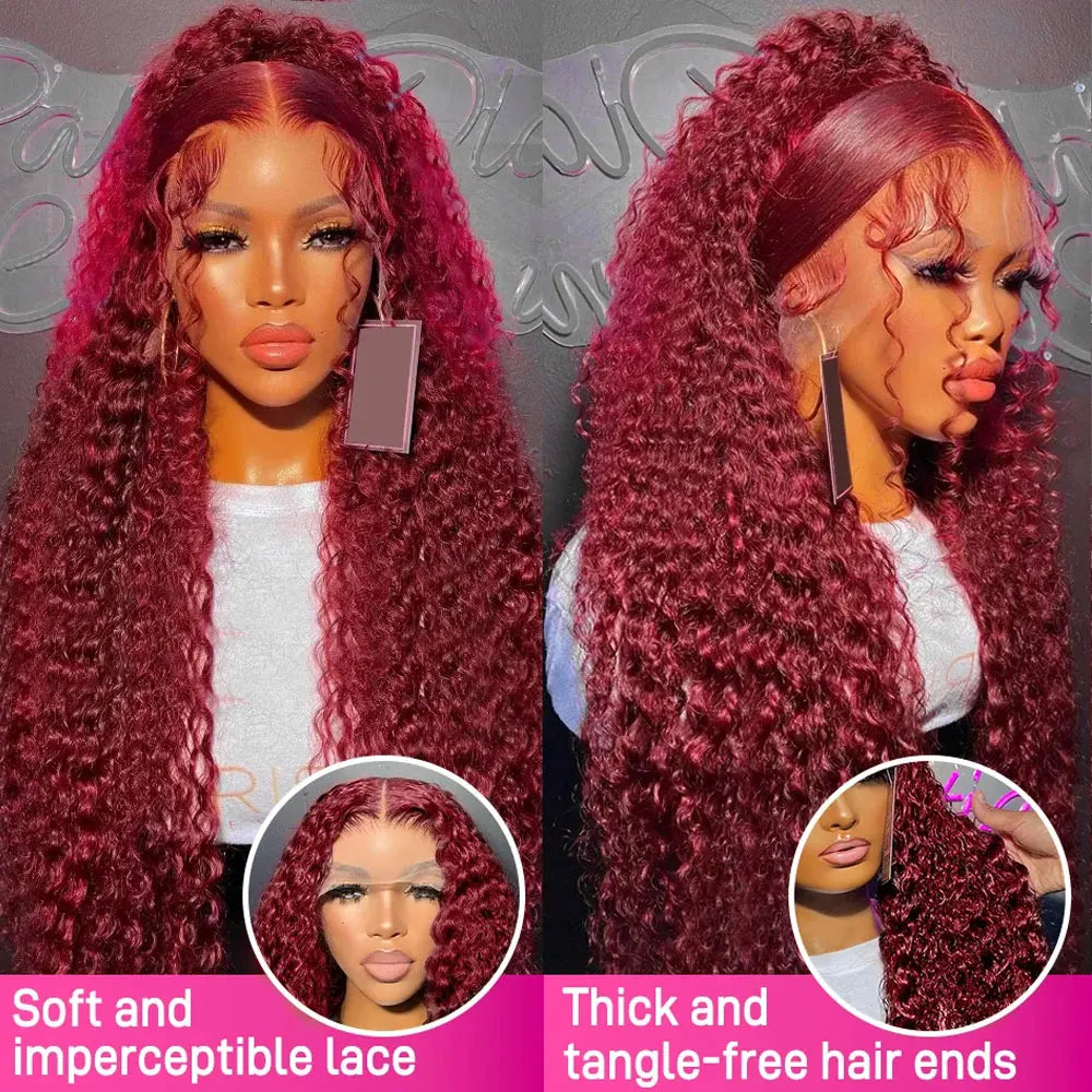 30 Inch Burgundy 99j Deep Wave Frontal Wig Colored Curly Human Hair Wigs 200 250 Density 13x4 Hd Lace Frontal Human Hair Wigs 30 Inch Burgundy 99j Deep Wave Frontal Wig Colored Curly Human Hair Wigs 200 250 Density 13x4 Hd Lace Frontal Human Hair Wigs
