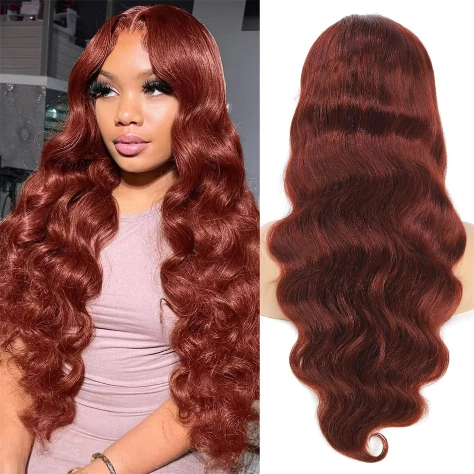 Reddish Brown 13x6 Lace Frontal Wig Brazilian Colored 13x4 Body Wave Human Hair Wigs Hd Transparent 4x4 5x5 Closure Wig 40 Inch Reddish Brown 13x6 Lace Frontal Wig Brazilian Colored 13x4 Body Wave Human Hair Wigs Hd Transparent 4x4 5x5 Closure Wig 40 Inch