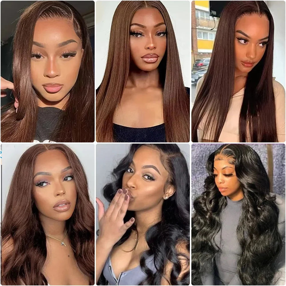 30 36 Inches Chocolate Brown Lace Front Human Hair Wig Pre Plucked Dark Brown Bone Straight 13x4 13x6 HD Lace Frontal Wigs 30 36 Inches Chocolate Brown Lace Front Human Hair Wig Pre Plucked Dark Brown Bone Straight 13x4 13x6 HD Lace Frontal Wigs