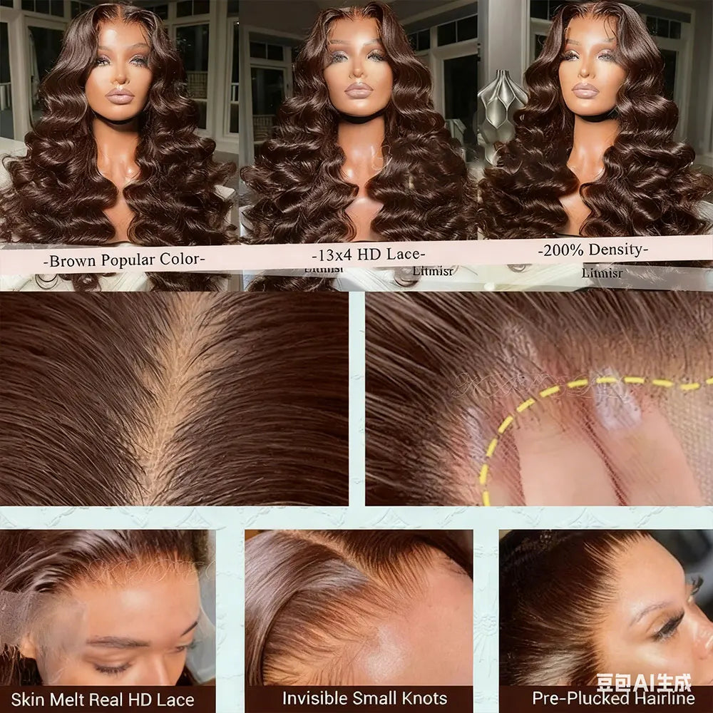 Deep Wave Chocolate Brown 13x4 Transparent Lace Frontal Wigs Human Hair 34 Inch 250% Density Loose Deep Curly Brown Colored Wig Deep Wave Chocolate Brown 13x4 Transparent Lace Frontal Wigs Human Hair 34 Inch 250% Density Loose Deep Curly Brown Colored Wig