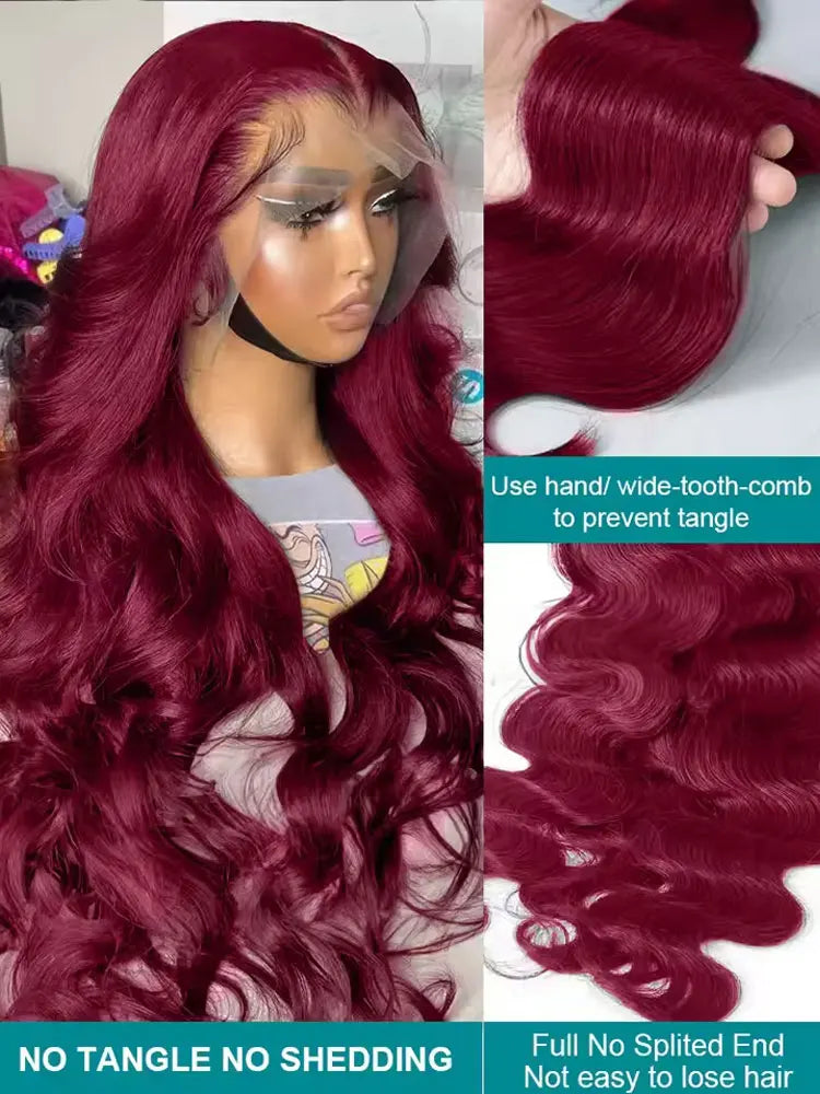250% Density 99j Human Hair Wig 34 Inch Burgundy 13x4 HD Lace Frontal Body Wave Human Hair Wigs 100% Brazilian Human Hair 250% Density 99j Human Hair Wig 34 Inch Burgundy 13x4 HD Lace Frontal Body Wave Human Hair Wigs 100% Brazilian Human Hair