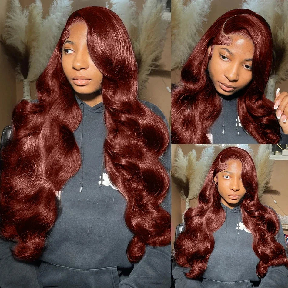 Reddish Brown 13x6 Lace Frontal Wig Brazilian Colored 13x4 Body Wave Human Hair Wigs Hd Transparent 4x4 5x5 Closure Wig 40 Inch Reddish Brown 13x6 Lace Frontal Wig Brazilian Colored 13x4 Body Wave Human Hair Wigs Hd Transparent 4x4 5x5 Closure Wig 40 Inch