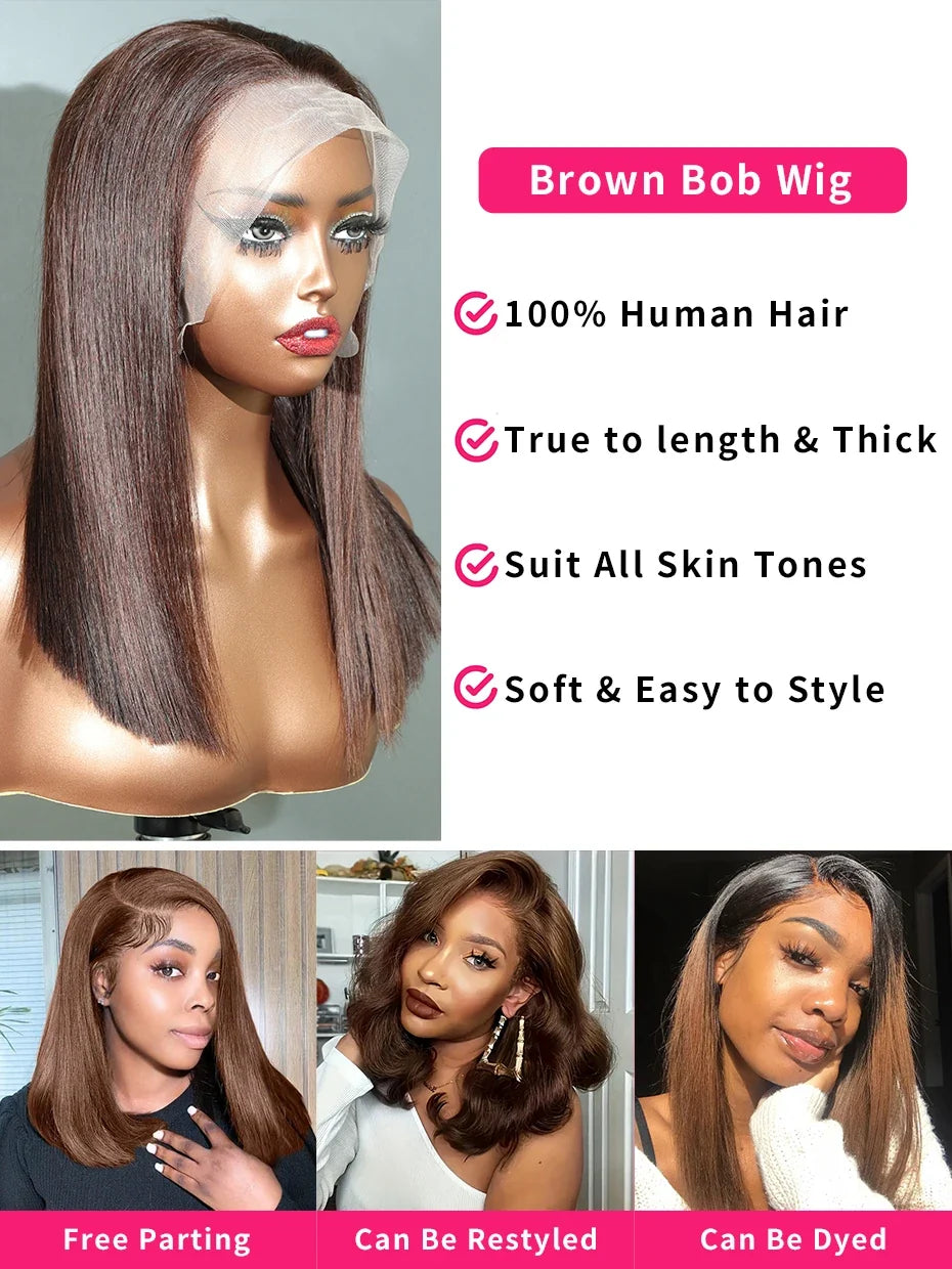 #2 Brown Chocolate Color 250 Density Lace Frontal Wig Human Hair Raw Vietnamese Double Drawn 13x4 Bob Lace Front Human Hair Wigs #2 Brown Chocolate Color 250 Density Lace Frontal Wig Human Hair Raw Vietnamese Double Drawn 13x4 Bob Lace Front Human Hair Wigs