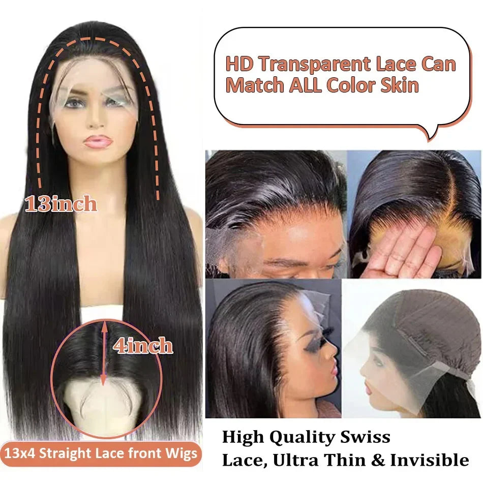 200% Density 42 Inch HD Lace Front Human Hair Wigs Straight 13x4 Transparent Lace Frontal Human Hair Wigs Pre Plucke For Women 200% Density 42 Inch HD Lace Front Human Hair Wigs Straight 13x4 Transparent Lace Frontal Human Hair Wigs Pre Plucke For Women