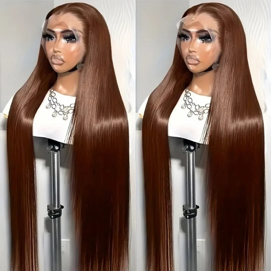 Chocolate Brown 13X6 Straight Human Hair Wigs 13X4 Hd Lace Frontal Wig 250 Density Colored Pre Plucked Brazilian Lace Front Wig Chocolate Brown 13X6 Straight Human Hair Wigs 13X4 Hd Lace Frontal Wig 250 Density Colored Pre Plucked Brazilian Lace Front Wig